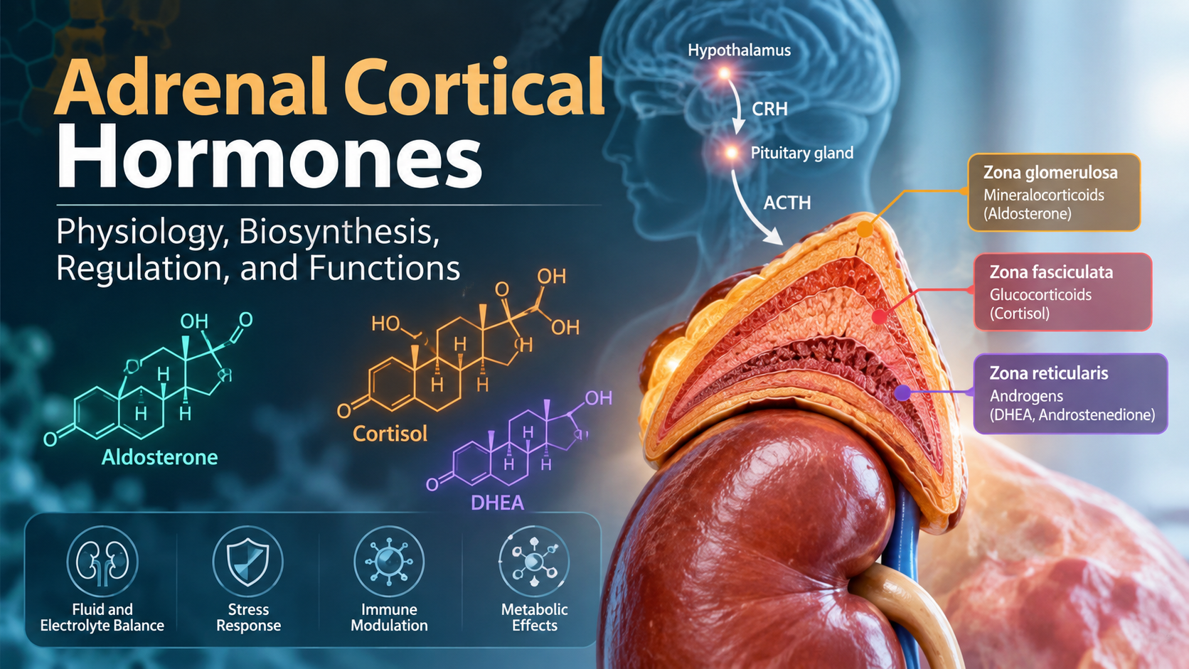 Adrenal Cortical Hormones: Physiology, Biosynthesis, Regulation, and Functions